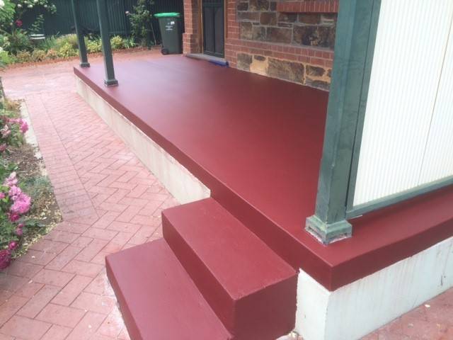 Non-slip coated steps and porch