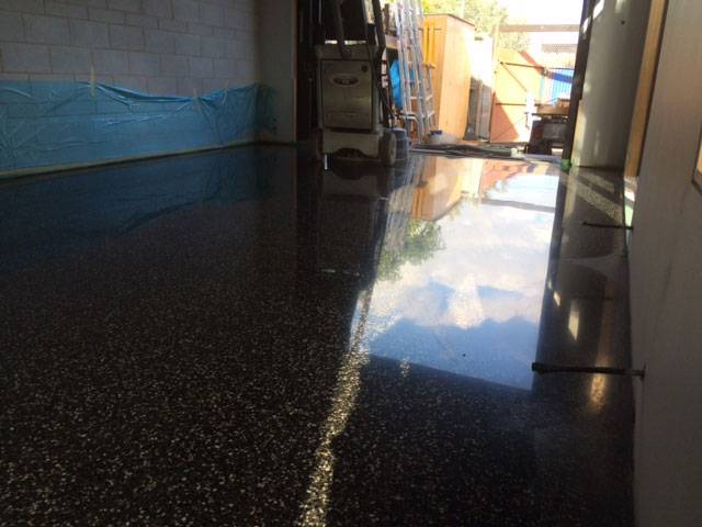 Commercial floor, dark polish